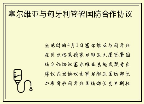 塞尔维亚与匈牙利签署国防合作协议